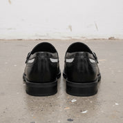 Men's Black and Grey Wingtip Fringe Leather Monk Strap Loafers — Finlay — Finlay
