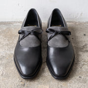 Men's Black and Grey Plain-Toe Leather Opera Pumps — Buckenham — Buckenham
