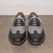 Men's Black and Grey Two-Tone Wingtip Leather Spectator Oxfords — Edgeley