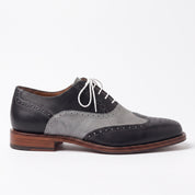 Men's Black and Grey Two-Tone Wingtip Leather Spectator Oxfords — Edgeley