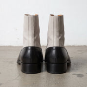 Men's Black and Ivory Plain-Toe Leather Oxford Boots — Stockport