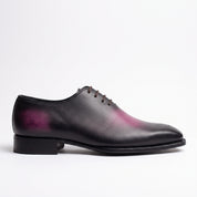 Men's Black and Magenta Medallion Toe Leather Oxfords — Arlingham