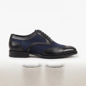 Men's Black and Navy Spectator Wingtip Suede and Leather Oxfords — Caulfield