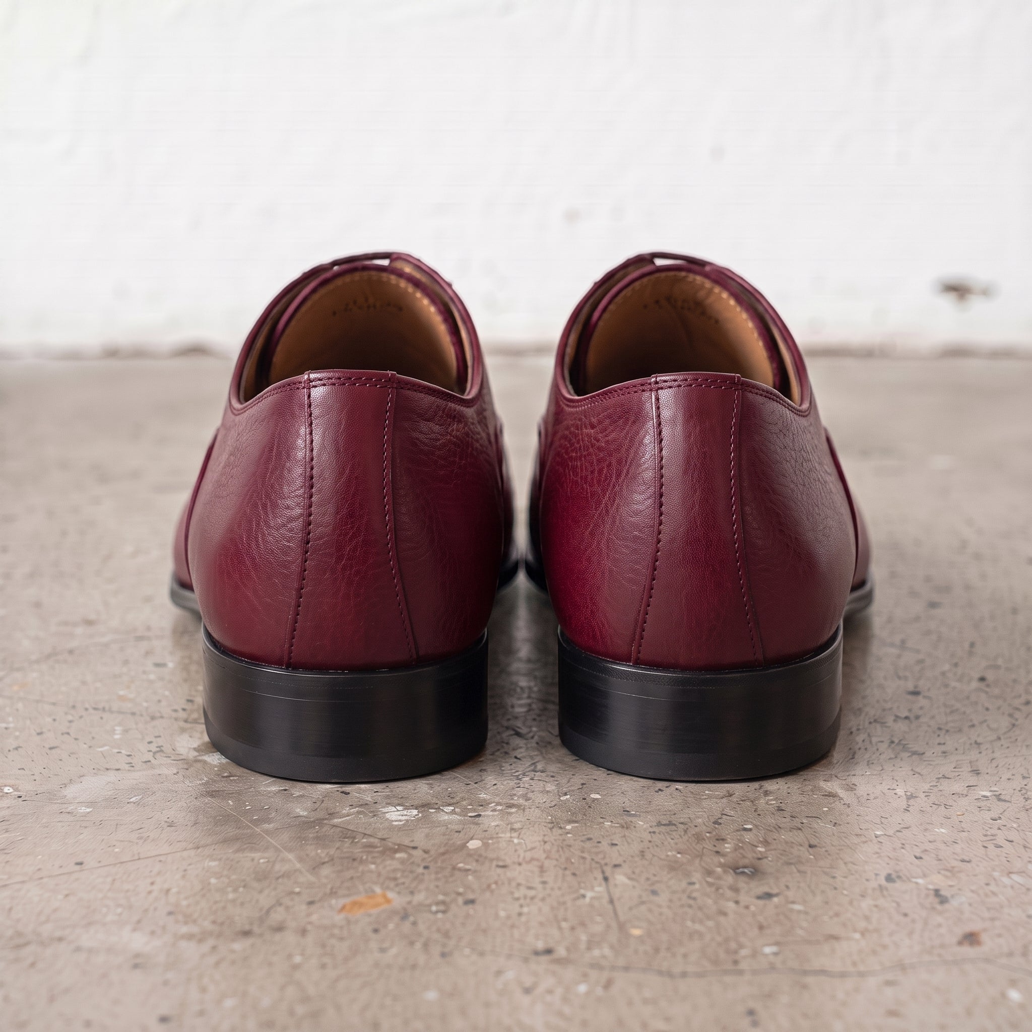 Men's Burgundy and Red Cap-Toe Leather Oxfords — Kenley