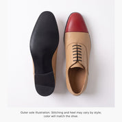 Men's Tan and Red Cap-Toe Leather Oxfords — Kenley