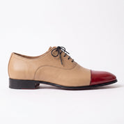 Men's Tan and Red Cap-Toe Leather Oxfords — Kenley