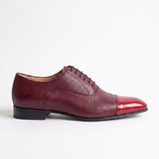Men's Burgundy and Red Cap-Toe Leather Oxfords — Kenley