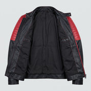 Men's Black and Red Leather Biker Jacket — Egremont