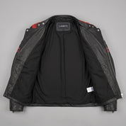 Men's Black and Red Leather Biker Jacket — Holtby