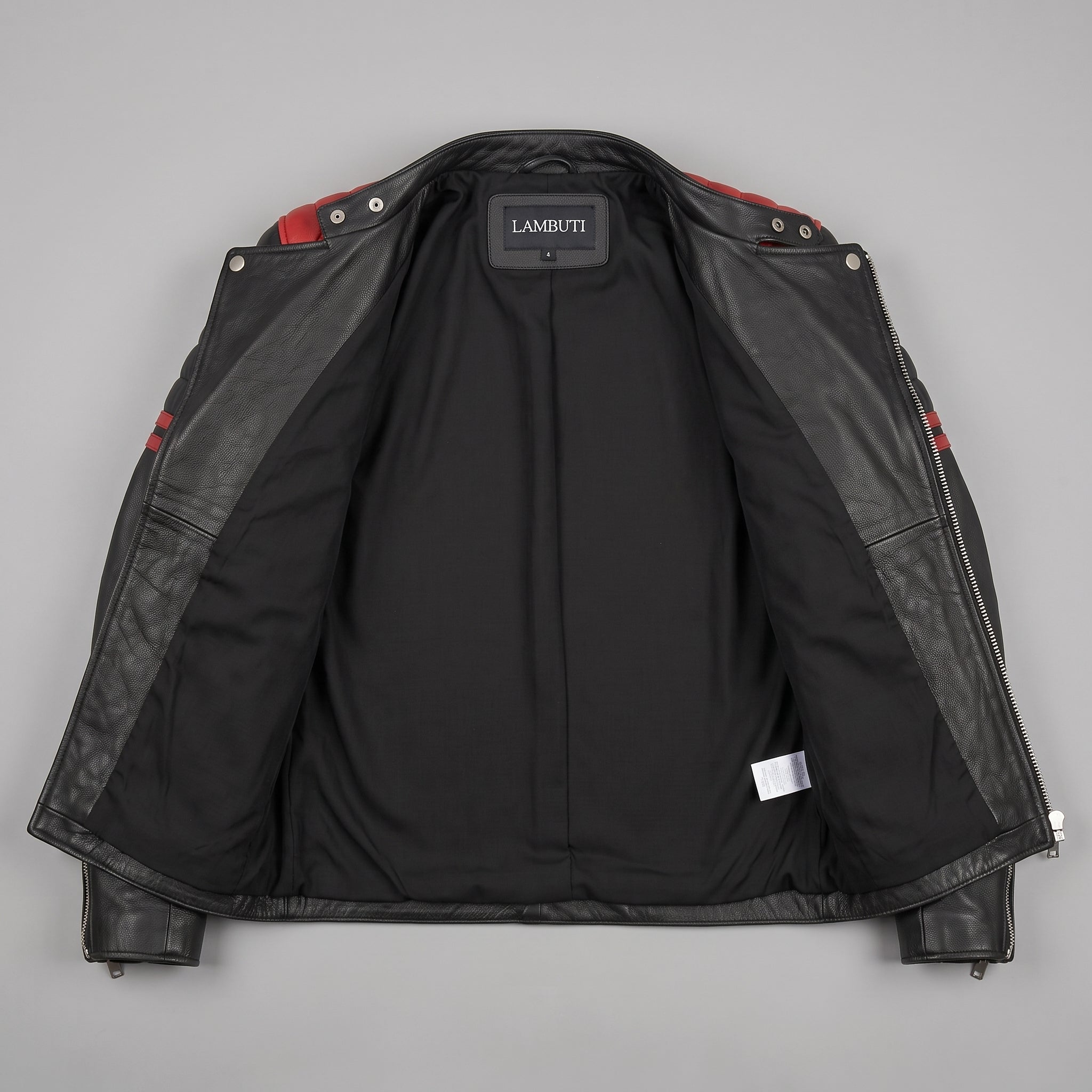 Men's Black and Red Leather Biker Jacket — Holtby