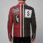 Men's Black and Red Two-Tone Leather Perfecto Biker Jacket — Morris