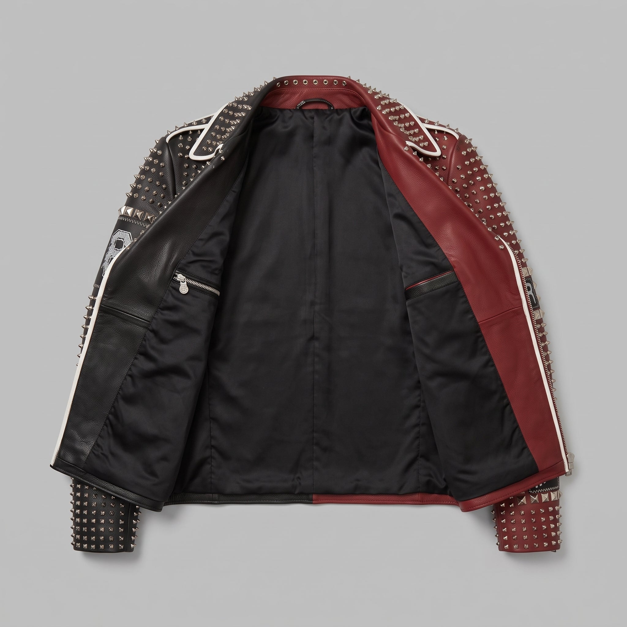Men's Black and Red Two-Tone Leather Perfecto Biker Jacket — Morris
