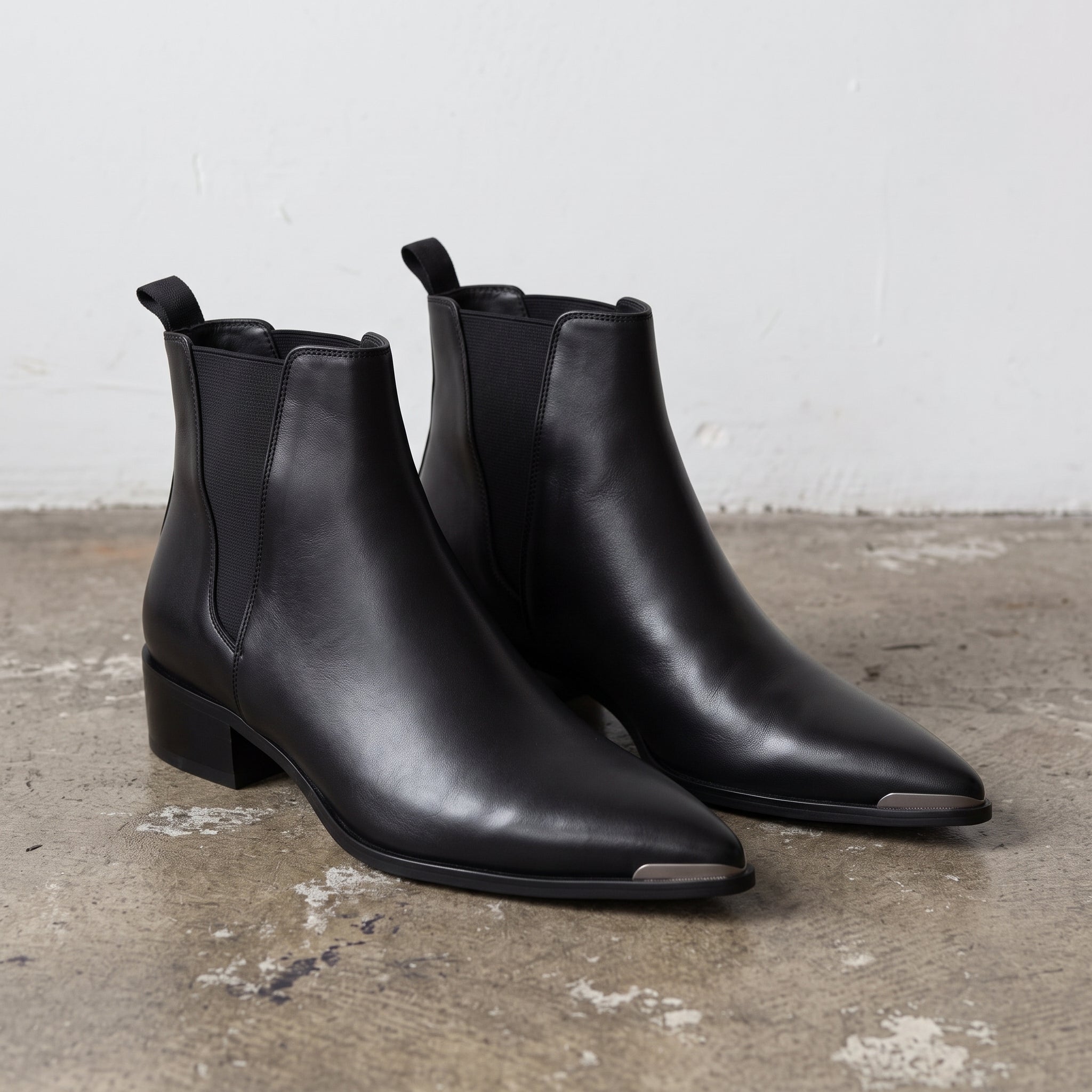 Men's Black Pointed-Toe Leather Chelsea Boots — Grayson