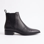Men's Black and Silver Tone Pointed-Toe Leather Chelsea Boots — Grayson