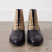 Men's Black and Tan Cap-Toe Leather Balmoral Boots — Beeton