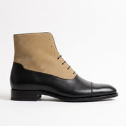 Men's Black and Tan Cap-Toe Leather Balmoral Boots — Beeton