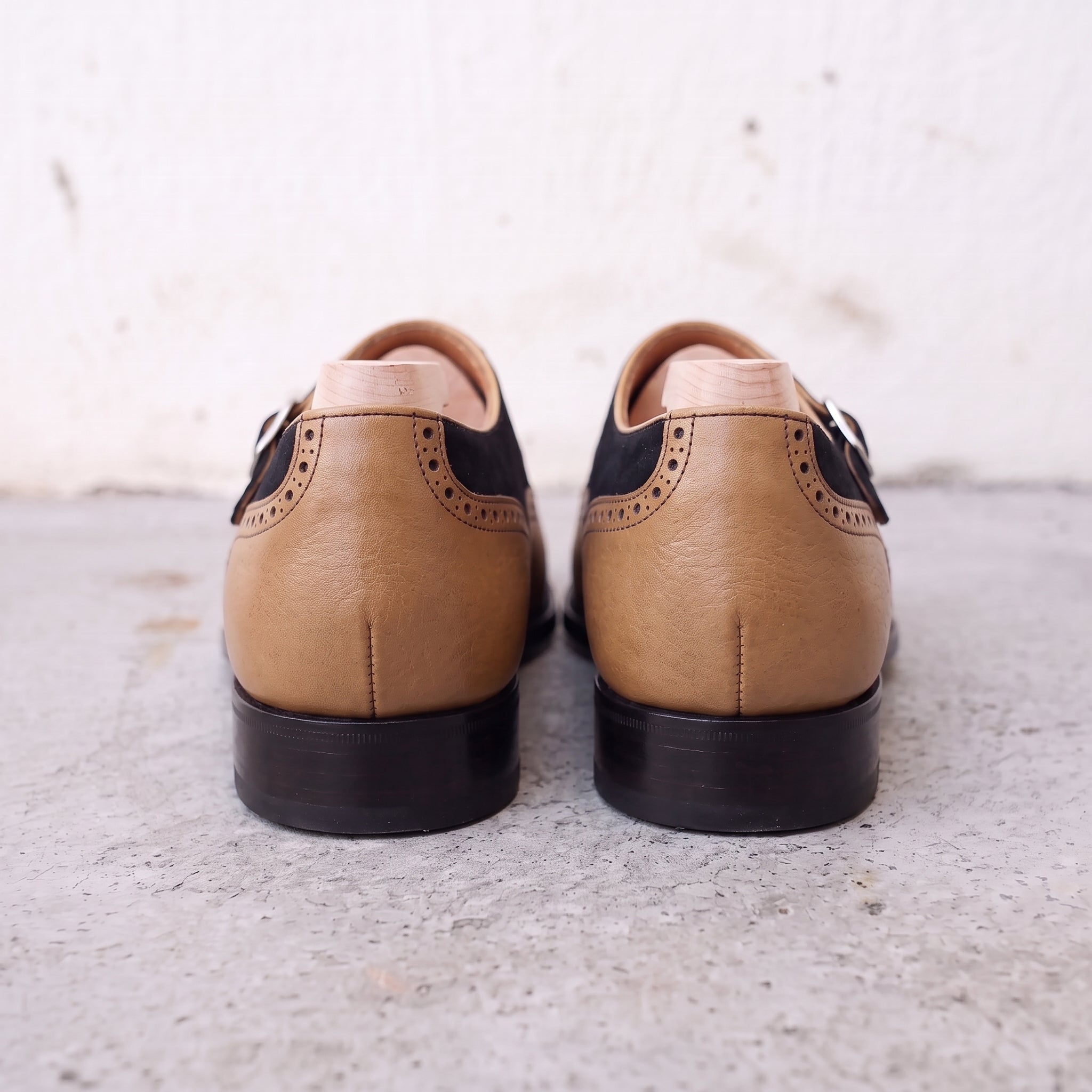 Men's Black and Tan Leather Monk Strap Shoes — Bramhall