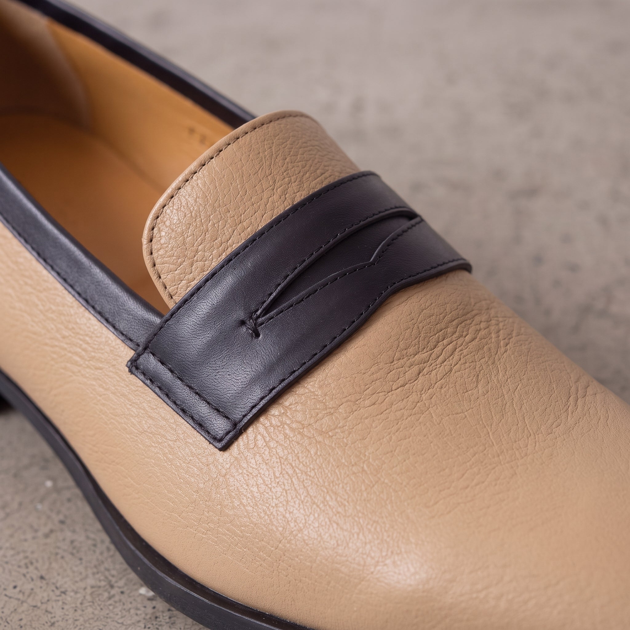 Men's Black and Tan Leather Penny Loafers — Laxton