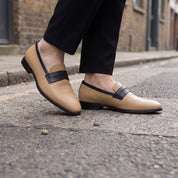 Men's Black and Tan Leather Penny Loafers — Laxton