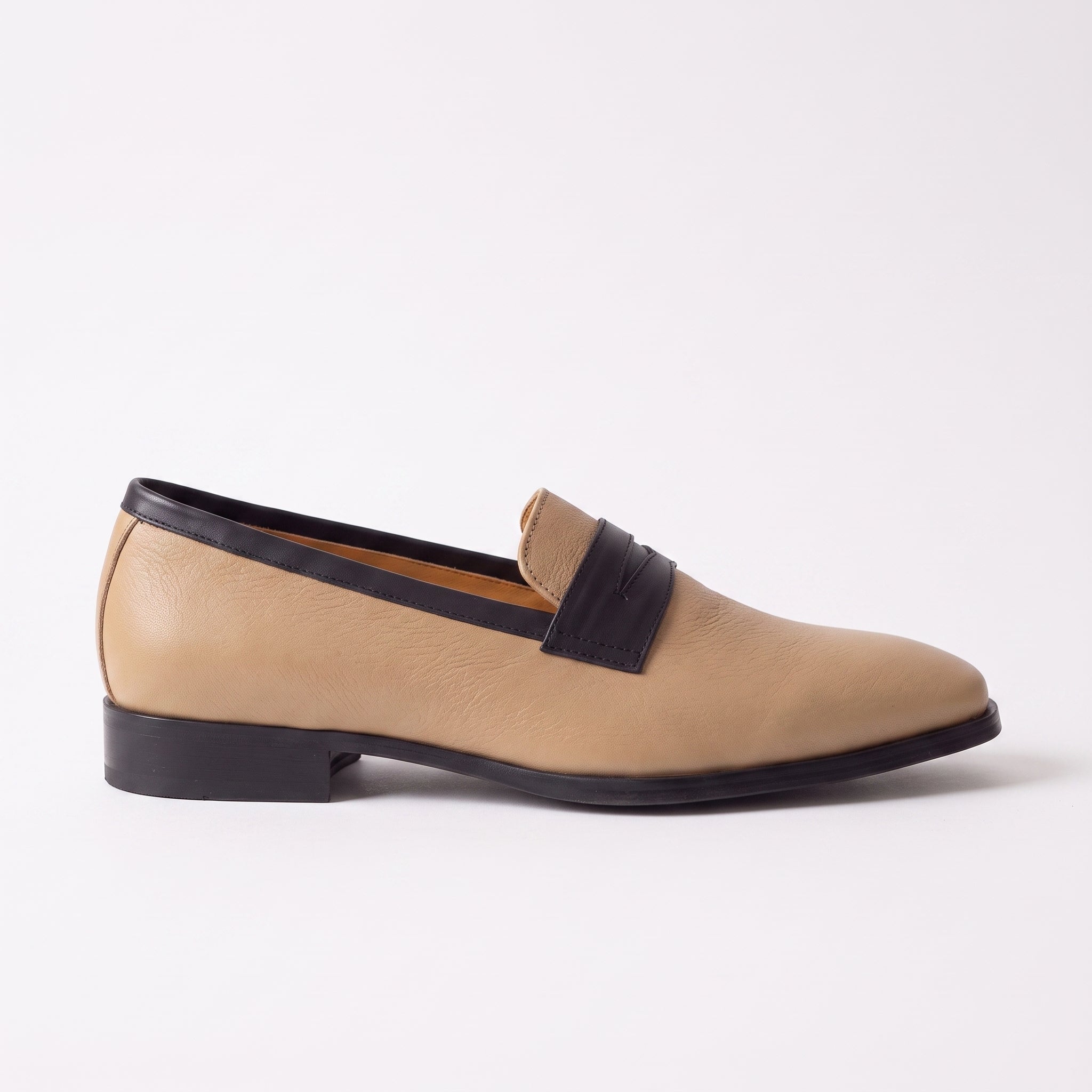 Men's Black and Tan Leather Penny Loafers — Laxton