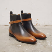 Men's Black and Tan Plain-Toe Leather Jodhpur Boots — Scarborough
