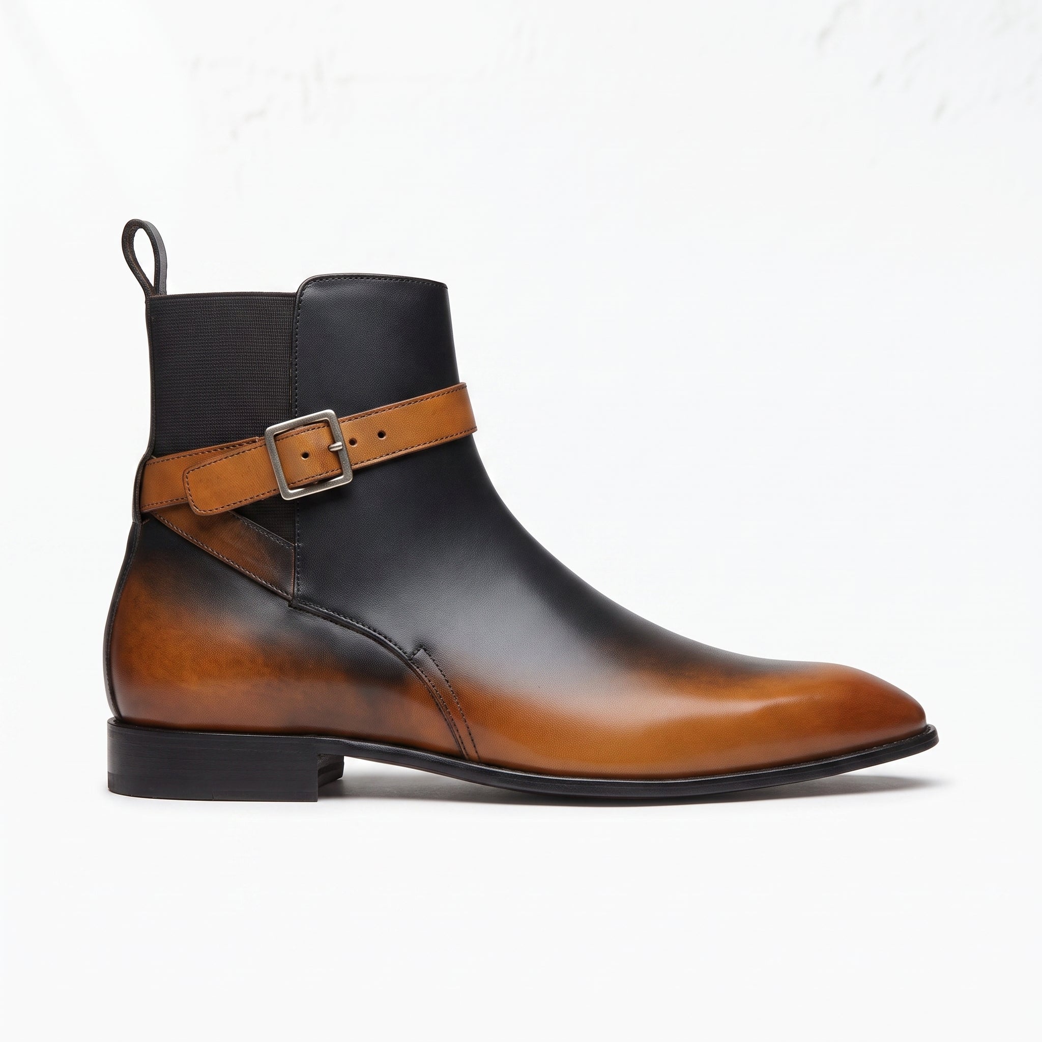 Men's Black and Tan Plain-Toe Leather Jodhpur Boots — Scarborough