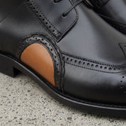 Men's Black and Tan Wingtip Leather Oxford Boots — Bulmer