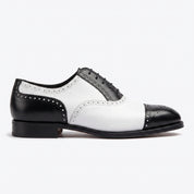 Men's Black and White Cap-Toe Leather Spectator Oxfords — Hodgson
