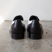Men's Black and White Cap-Toe Leather Spectator Oxfords — Mansfield — Mansfield