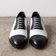 Men's Black and White Cap-Toe Leather Spectator Oxfords — Mansfield — Mansfield