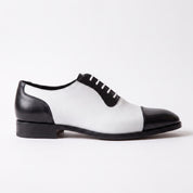 Men's Black and White Cap-Toe Leather Spectator Oxfords — Mansfield — Mansfield