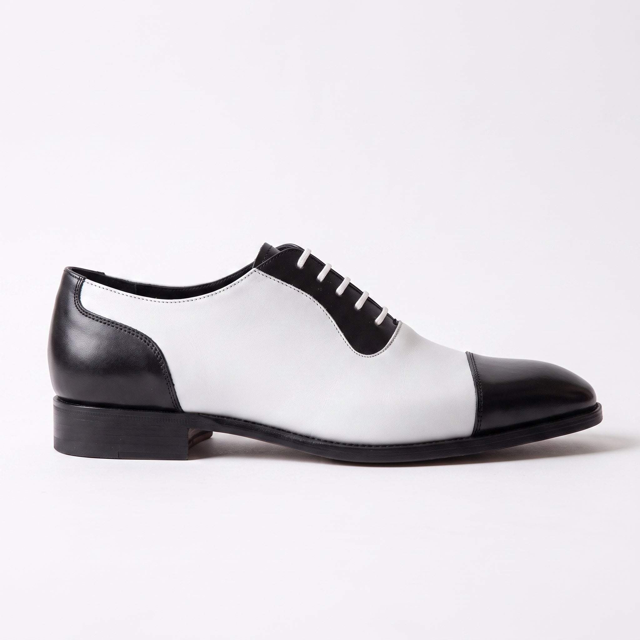 black and white male dress shoes Men's Cap-Toe Leather Spectator Oxfords — Mansfield october influencer How to perfectly style Select Size:43