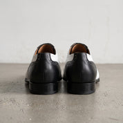 Men's Black and White Cap-Toe Pebbled Leather Spectator Oxfords — Brinton