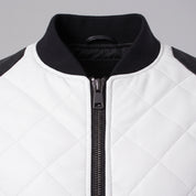 Men's Black and White Quilted Leather Bomber Jacket — Baverstock