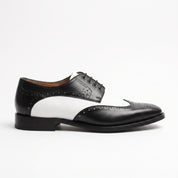 Men's Black and White Spectator Wingtip Leather Derby Shoes — Rugeley