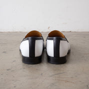 Men's Black and White Two-Tone Leather Penny Loafers — Laxton