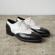 Men's Black and White Two-Tone Wingtip Leather Oxfords — Gunnell