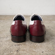 Men's Burgundy and White Two-Tone Wingtip Leather Oxfords — Gunnell