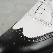 Men's Black and White Two-Tone Wingtip Leather Oxfords — Gunnell