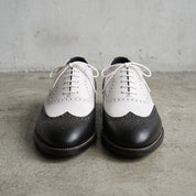 Men's Black and White Two-Tone Wingtip Leather Oxfords — Gunnell