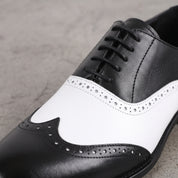 Men's Black and White Two-Tone Wingtip Leather Spectator Oxfords — Foss