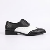 Men's Black and White Two-Tone Wingtip Leather Spectator Oxfords — Foss