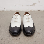 Men's Black and White Wingtip Pebbled Leather Oxfords — Bayford — Bayford