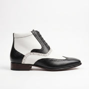 Men's Black and White Wingtip Leather Spectator Oxfords - Scott — Scott