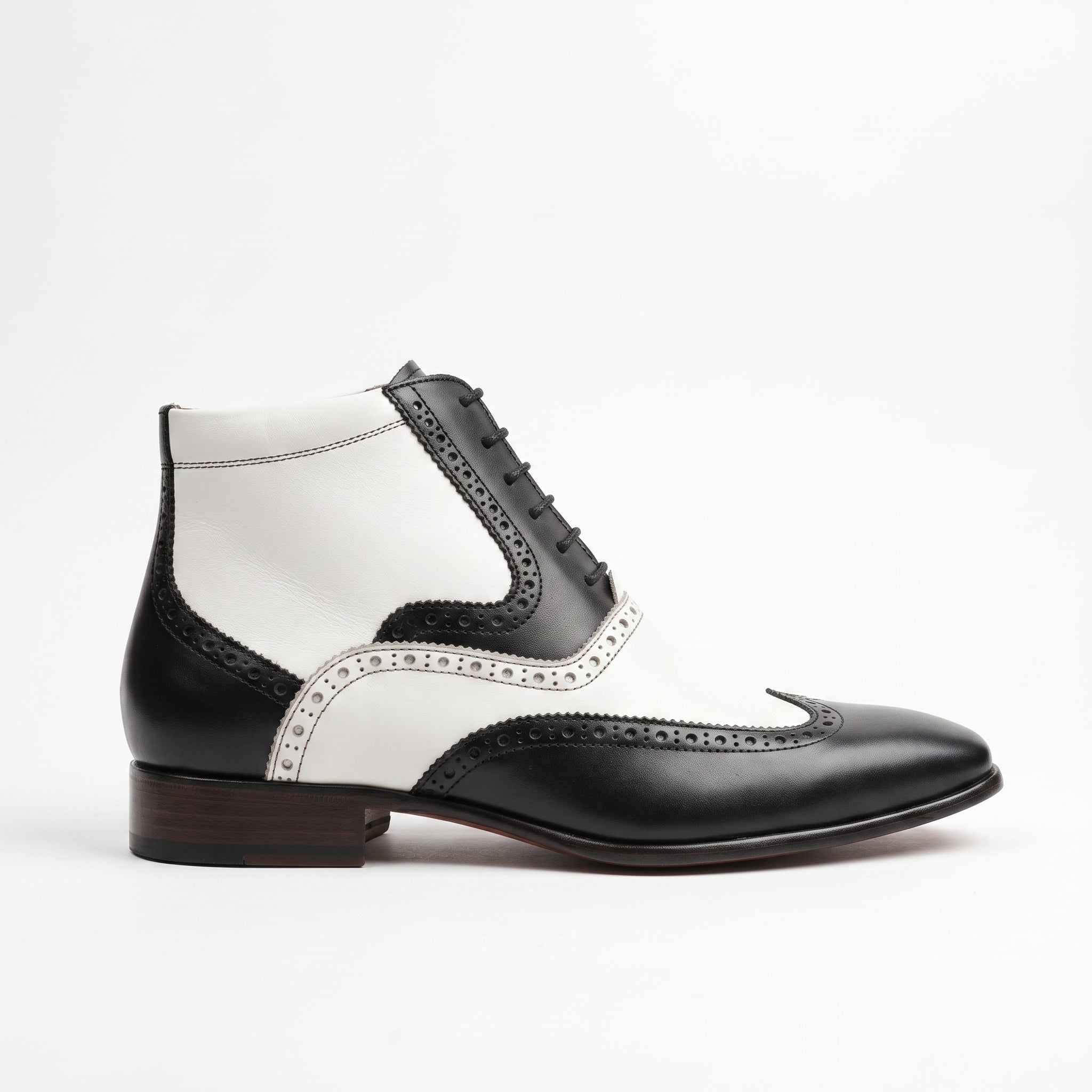 Men's Black and White Wingtip Leather Spectator Oxfords - Scott — Scott