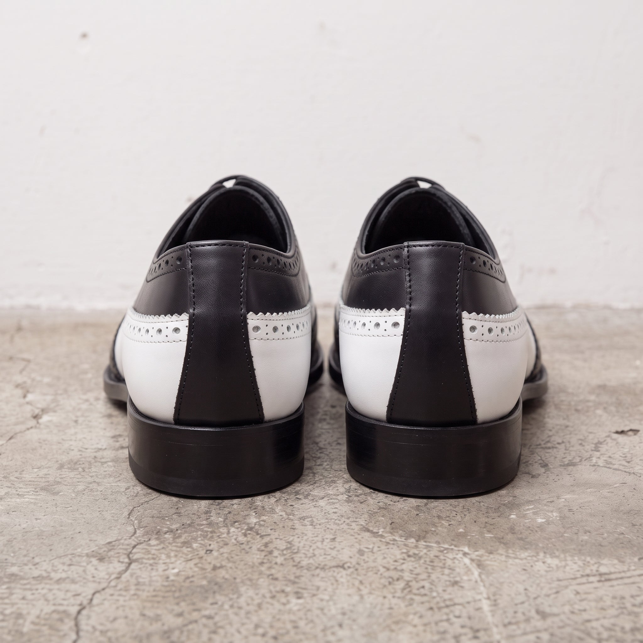 Men's Black and White Wingtip Leather Spectator Oxfords — Bridgham