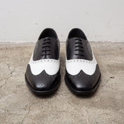 Men's Black and White Wingtip Leather Spectator Oxfords — Bridgham