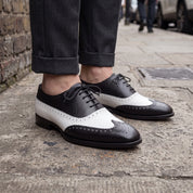 Men's Black and White Wingtip Leather Spectator Oxfords — Bridgham