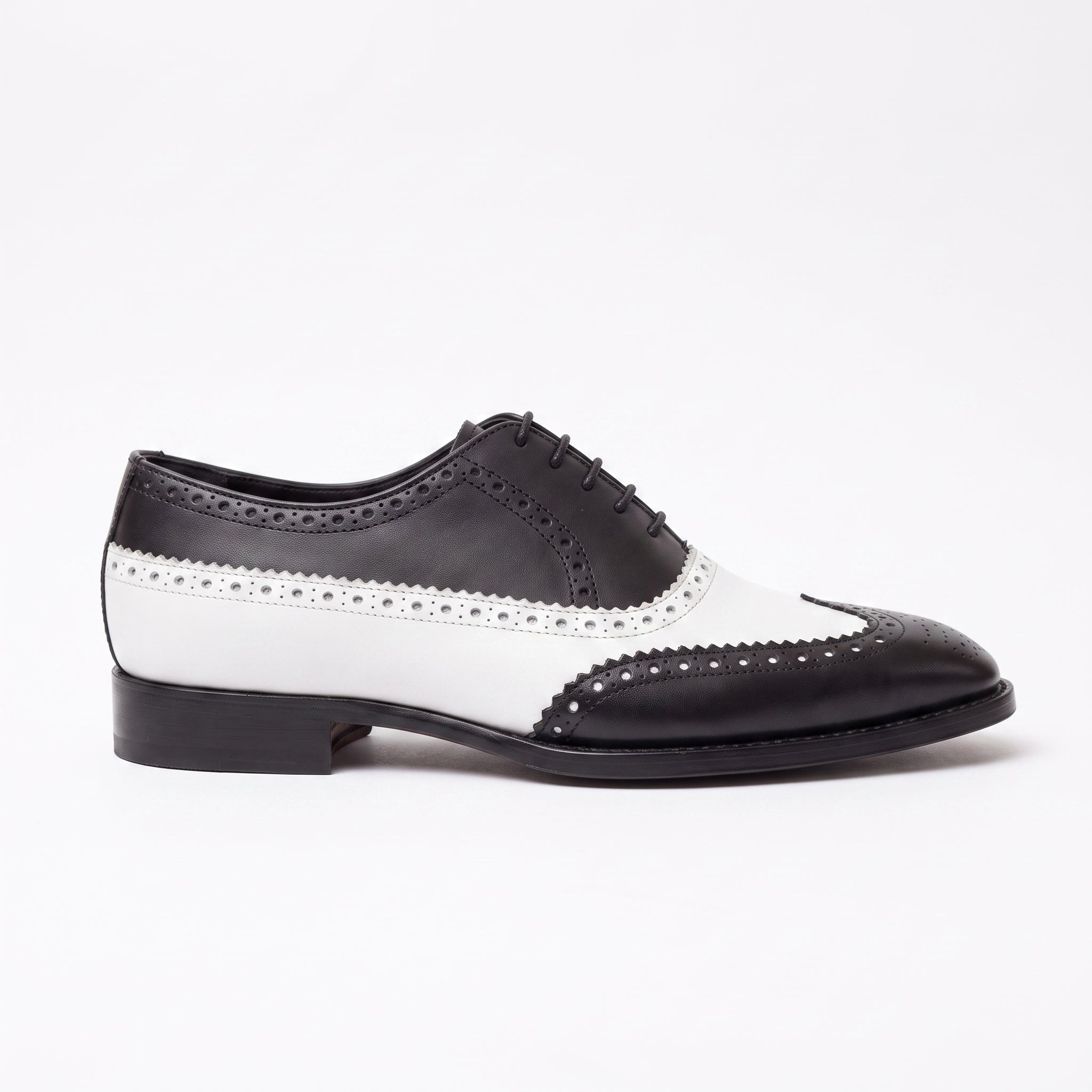 Men's Black and White Wingtip Leather Spectator Oxfords — Bridgham