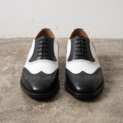 Men's Black and White Wingtip Leather Spectator Oxfords — Darnley